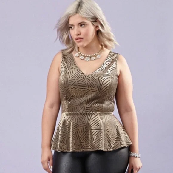 Forever 21 Gold Peplum Top - Picture 1 of 5